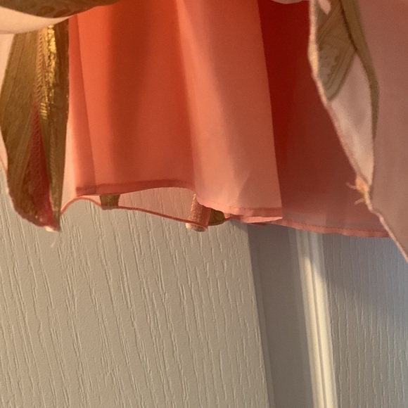 💕🎉 HOST PICK 🎉💕 EUC Lafayette 148 silk blend pink and metallic gold skirt - Picture 4 of 10